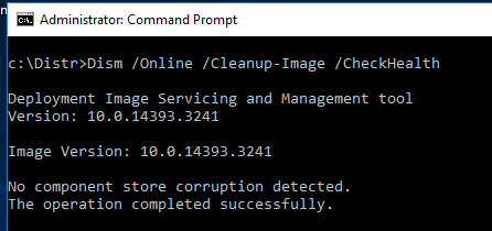 Dism CheckHealth No component store corruption detected