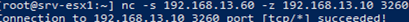 nc - check for iscsi open port 3260 on storage device 