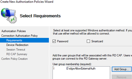 RDS gateway authorization policy