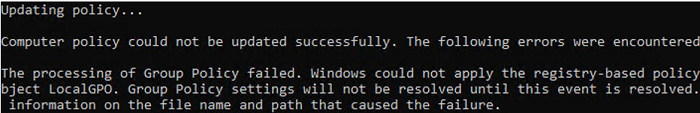 The processing of Group Policy failed - Windows couldn't apply the policy settings for the GPO