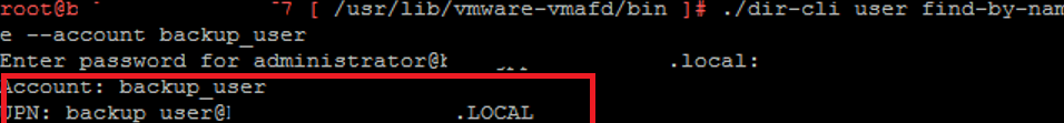 vmware tool dir-cli - change user password