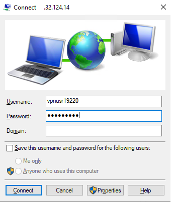 vpn connection - specify user credentials