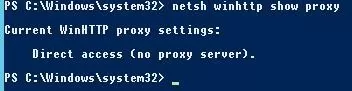 netsh winhttp show proxy