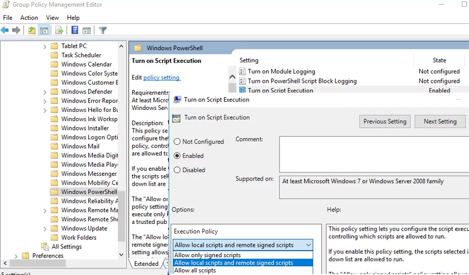 Turn on Script Execution using GPO